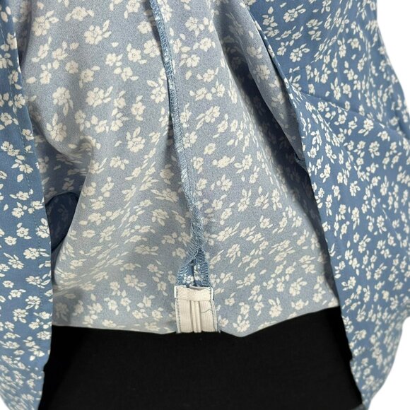 Shein Womens Small Blue Floral Puff Sleeve Sweetheart Mini Summer Dress Zip Back - Picture 7 of 10